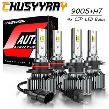 4pcs LED Headlight Bulbs Conversion Kit 9005+H7 High Low Beam Bright White 6000K