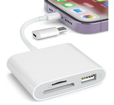 SD Card Reader iPhone Memory Card Reader w/USB Camera Adapter Plug/ Play Trail