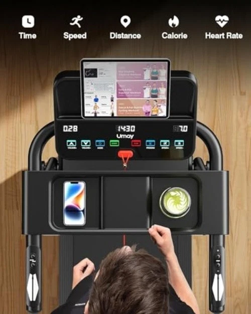 Laufband Für Zuhause Klappbar 12KM/H,Laufbänder 2,5PS/1800W mit Herzfrequenzm... - Bild 3 von 4