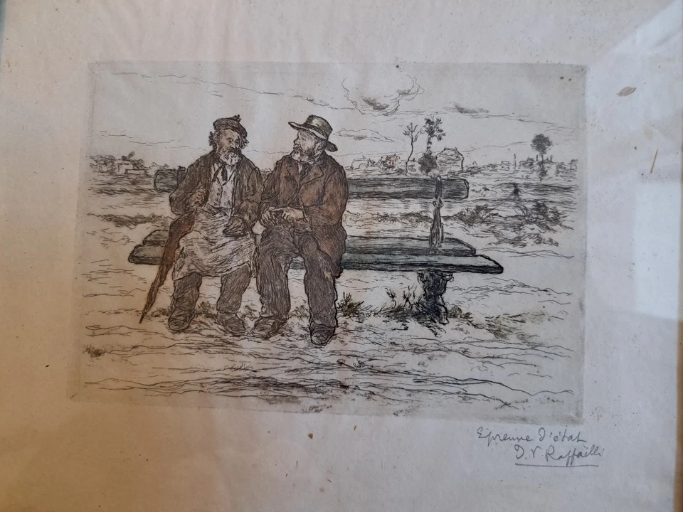 Jean François Raffaelli , La discussions , Gravure , Fin XIX°. - Photo 2/4