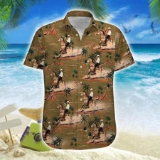 Reining Horse Unisex Adult, Tropical Hawaiian Shirt, Aloha Party