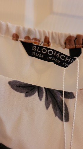 Bloomchic Multi Floral Plus Size 22 24 Short Sleeve Peasant Blouse Top New w/tag - Picture 3 of 8