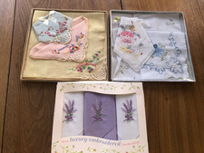 3 Original Boxes of New Cotton Embroidered Handkerchiefs
