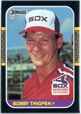 Bobby Thigpen 1987 Donruss MLB Baseball #370 Chicago White Sox Rookie Card RC. rookie card picture