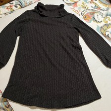 Womens Dark Gray Cowl Neck Sweater Dress Long Sleeve Stretch Large