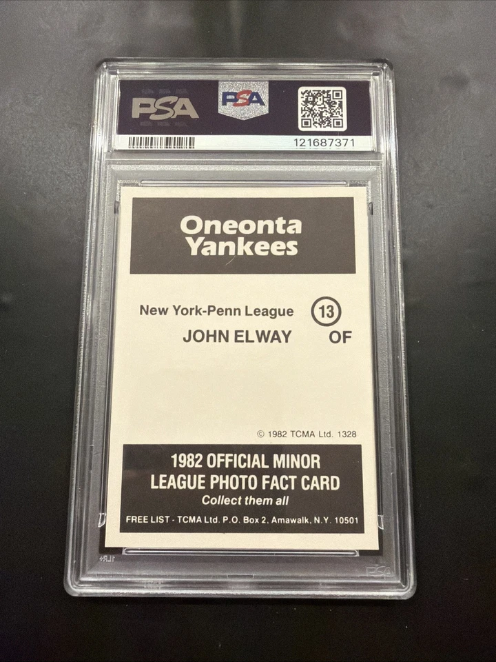 1982 TCMA Oneonta Yankees John Elway #13 PSA 6 EX-MT - Image 2 of 2
