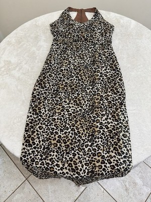 DONNA MORGAN Womans 100% SILK Animal Print Cheetah Dress Size 4 Petite