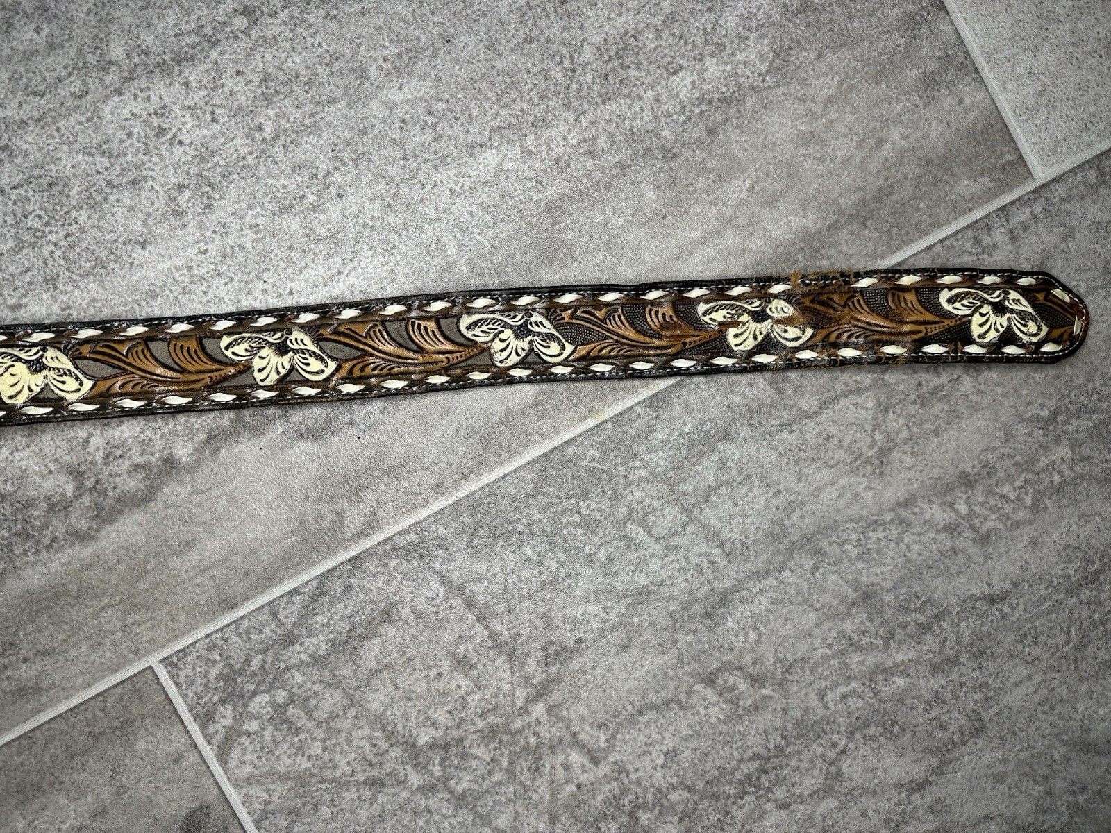 Kona Kut by Nocona Belt Co Tooled Leather Belt  Western B 225 32 Men’s Size 32