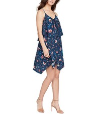William Rast Womens Floral Shift Dress, Blue, X-Large