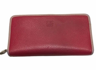 LOEWE Leather Long Wallet Pink Authentic Japan
