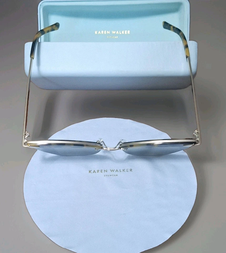 Auténticas gafas de sol Karen Walker Sadie Crazy Tortoise marco reflector con estuche  Foto 3 de 4