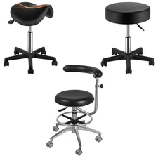 Uimoso Saddle/Round Rolling Stool Swivel Stool PU Leather Height Adjustable