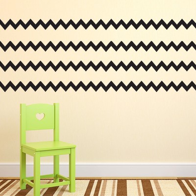 Pack of 4 Chevron Pattern Stripes - Black 8'' x 36'' Wall Art Decal Vinyl Sticker