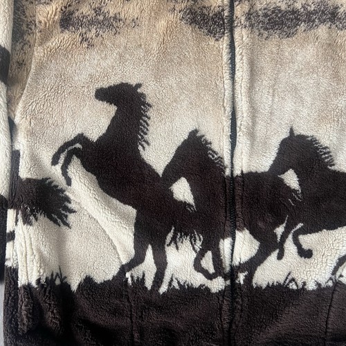Vtg Black Mountain Large 90s AOP Wild Horse Outdoor Fleece Jacket Size Large - Picture 8 of 8