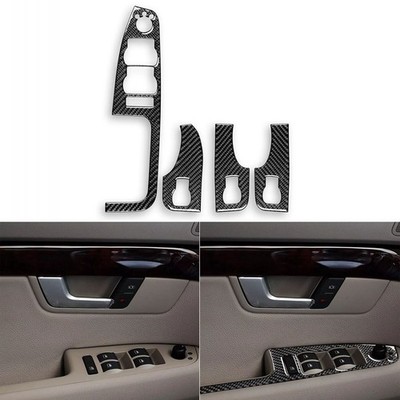 4Pcs Real Carbon Fiber Window Lift Switch Panel Cover For Audi A4 S4 B7 2005-08