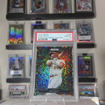 2022 Panini Prizm Stained Glass Snake Skin Prizm Mike Trout#27🔥JerseyMatchPSA10