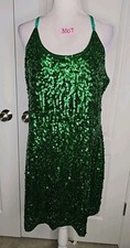 Maner Green Sequin Mini Dress Straps Sleeveless Lined Scoop Cocktail Party 2XL