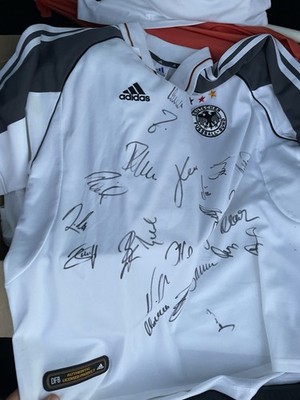 adidas Deutschland DFB Trikot Kurzarm beflocked 3 Sterne signiert weiß/grau 2000