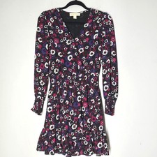 MICHAEL Michael Kors Romantic Floral Georgette Wrap Dress Asymmetric Smocked SP