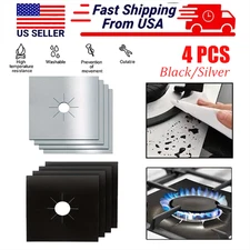4 Pcs Reusable Non Stick Gas Range Stove Top Burner Covers Protector Liner