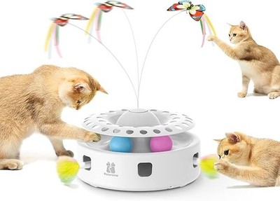 Potaroma 3-in-1 Interactive Electric Cat Toy - Automatic Feather Game
