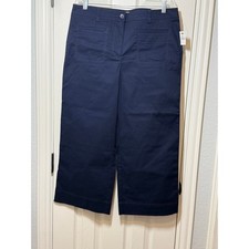 Talbots Wide Leg Crop Pants Size 14 NWT  Navy  Coastal Grandma  Minimalist