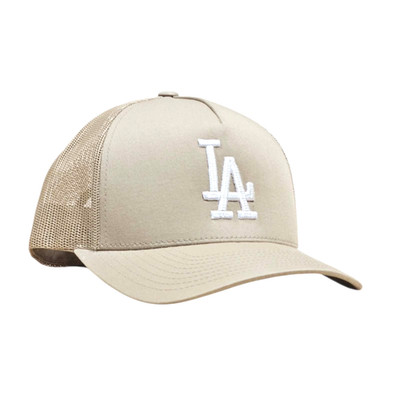 3D L A WHITE Embroidered on TAN & TAN Snapback YP Classics Trucker Style Hat NEW