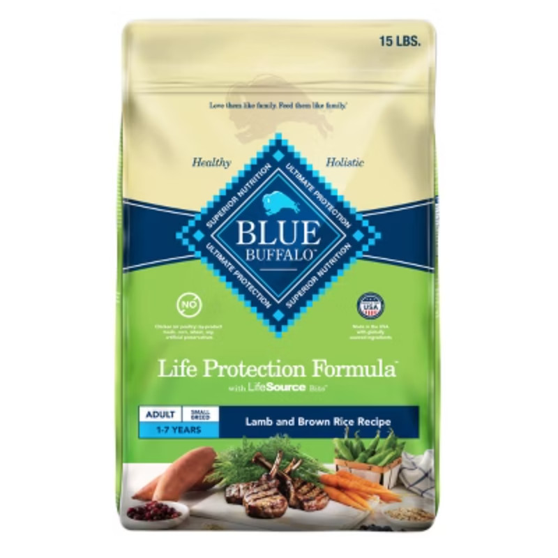 Blue Buffalo Lamb & Brown Rice Recipe Small Breed Adult Dry Dog Food - 15lbs