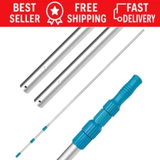 Professional 15-Foot Aluminum Telescopic Swimming Pool Pole, Adjustable 5 Piece