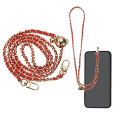 Phone Lanyard, 47" Adjustable Crossbody Phone Gold Chain with Tether Tab, Red