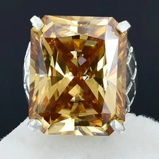 RARE 10.25 Ct Champagne Diamond Men's Ring With Certificate, Great Sparkle !