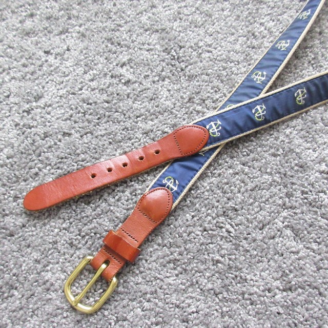 LEATHER MAN ESSEX CT BLUE BELT MEN 42 CANVAS ANCHOR FISHING CASUAL BOATING GOLF eBay