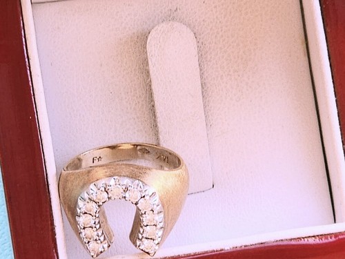 14K GELBWEISSGOLD RING SAUBERE DIAMANTEN HUFEISEN 5,75 - Bild 12 von 16