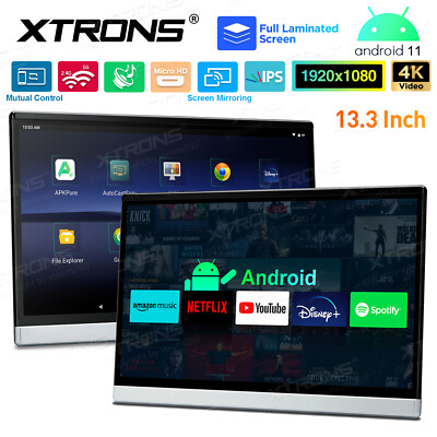 2X 13.3'' Android Car TV Headrest Monitor Backseat Media Player Screen Universal