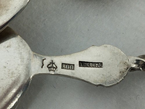 Antique Spoons Germany Set of Seven Silver 800 Floral Art Nouveau - Picture 9 of 10