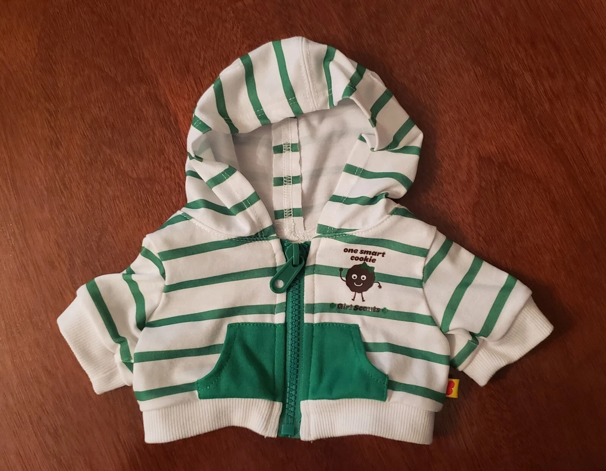 BAB Build A Bear Girls Scout Zip Up Jacket White Green Stripe Smart Cookie LN
