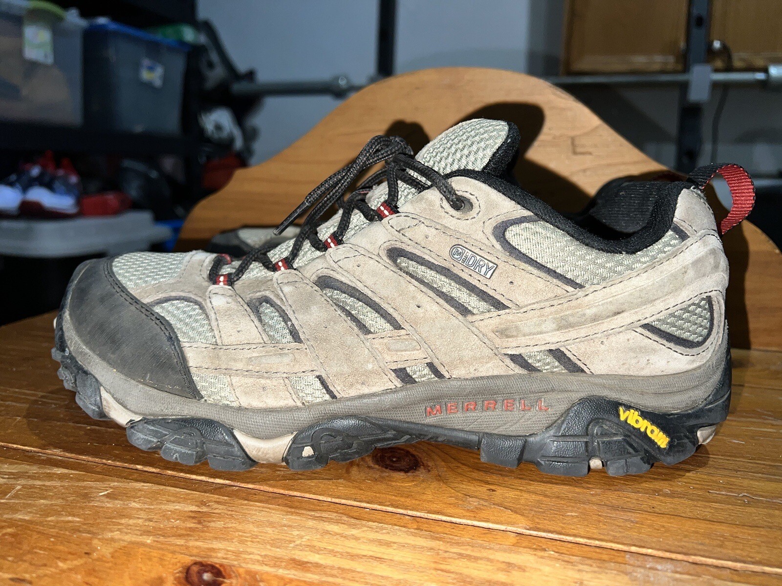 Merrell Moab 2 J08871W Vibram Waterproof Size 10 W Grey/Tan Used Hiking