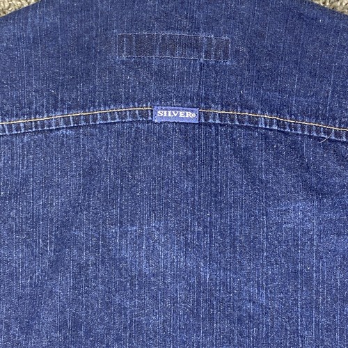 Silver Jeans Denim Jacket Womens Large Blue Long Sleeve Pocket Full Snap Short - Picture 12 of 16