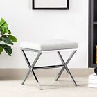 Modern Vanity Stool Faux Leather Ottoman Bench Square Footstools for Living Room