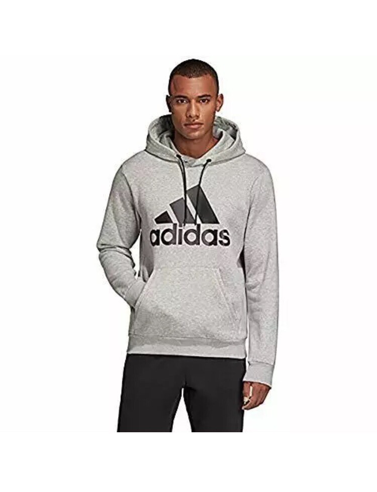 adidas Men's Must Haves Badge of Sport Pullover Hoodie Heather Gray Size S