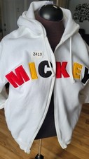 90's Vintage Walt Disney World Double Sided White Mickey Mouse Zip Hoodie Size S