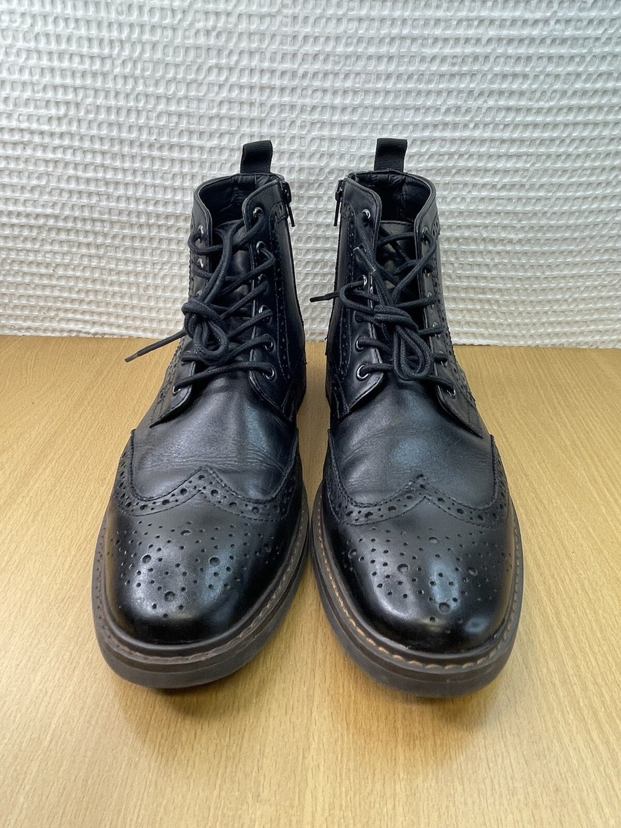 Men\'s 13 MORETTI Birmingham Side Zip Black Leather Wingtip Boots Moretti Black Label Birmingham Wingtip Boots Leather Men main image 2