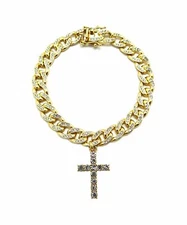 [Icemond] Cross Charm Cuban Anklet