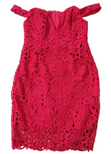 ASTR The Label Lace Embroidered Off Shoulder Cocktail Mini Dress Size M Pink