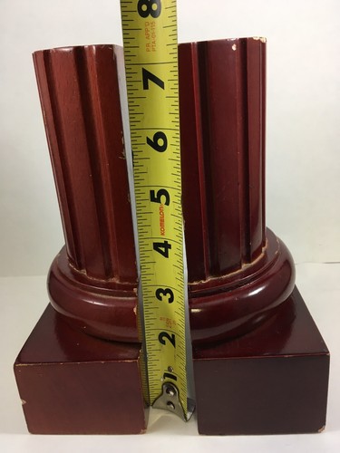 Fermalibri a colonna romana rossa in legno dipinto colonna toscana vintage - Foto 11 di 12