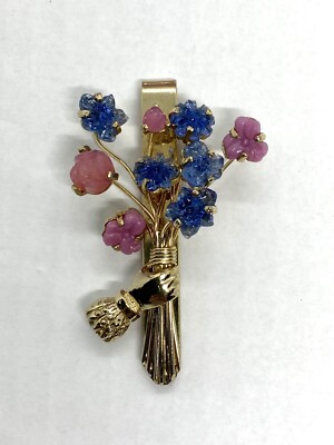 Vintage Michael Paul Gold Tone Rhinestones Bouquet Floral Large Hair Clip2.5/8'' 