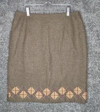 Ann Taylor Loft Skirt Women Sz 10 Brown Tan Wool Pencil Tweed Woven Business