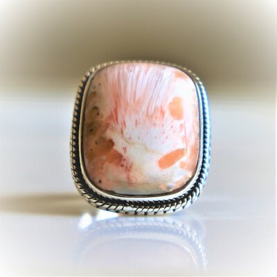 SCOLECITE NATURAL GEMSTONE 925 STERLING SILVER HANDMADE JEWELRY RING 3 TO 12