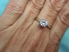 New Sterling Silver 925 3/4Ct Cubic Zirconia CZ Solitaire Engagement Ring 7