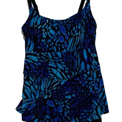 Great Lengths Swim Dress Size 8 Blue Black Cruisewear Vacation Summer Butterfly
